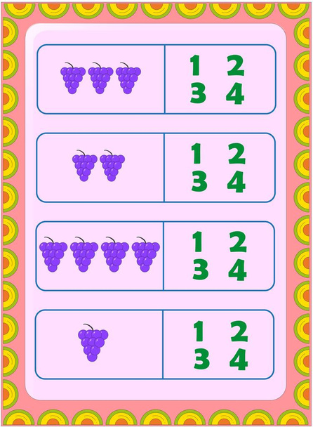 Preschool and toddler math with grapes fruit design - Vector, Image