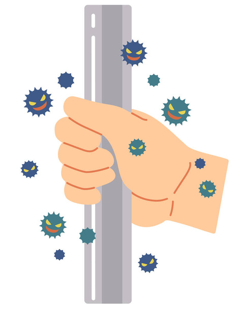 An example where a virus is attached by touching a handrail used by everyone. - Vector, Image