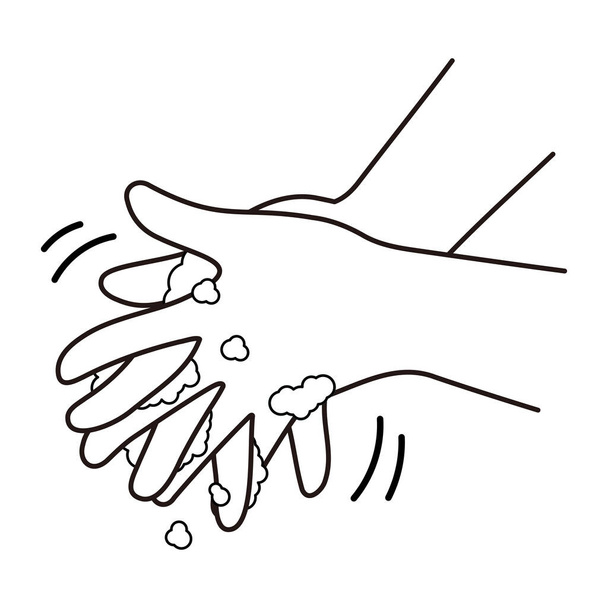 Proper hand washing procedure # 5, wash between fingers. - Vector, Image