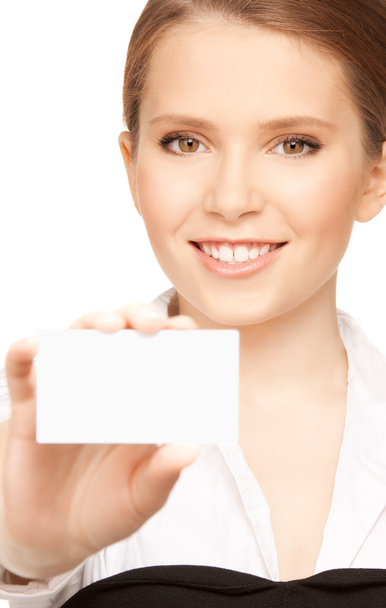 Woman with business card - Foto, Imagem