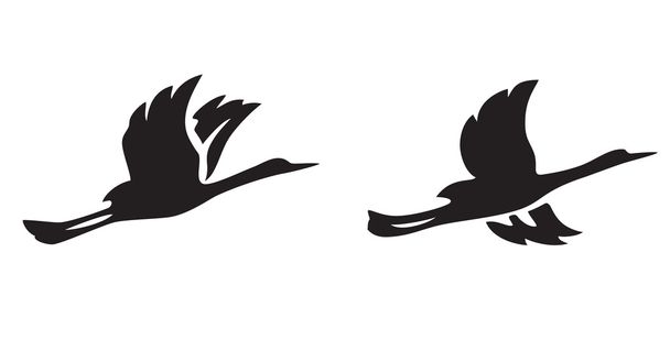 siluetas negras de aves voladoras - ilustración vectorial
 - Vector, Imagen