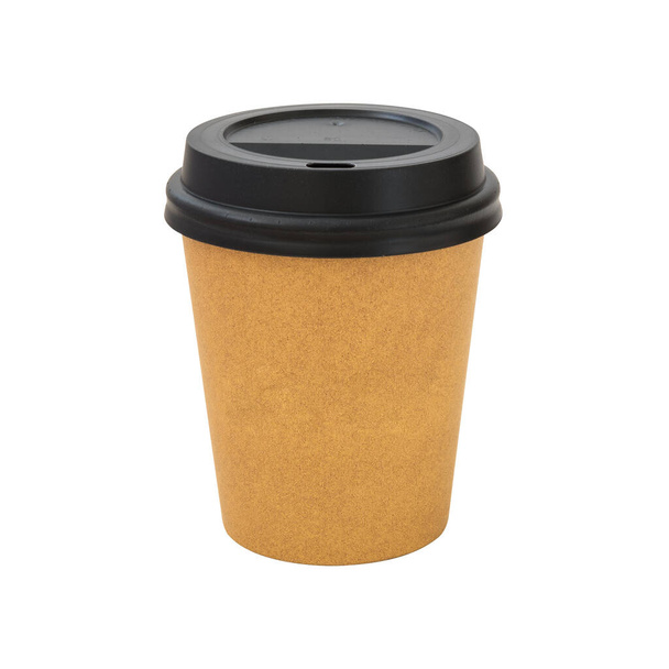 Paper cup with black cover on white background - Photo, Image
