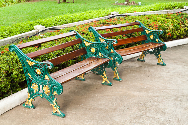 Wooden park bench in park - Photo, Image