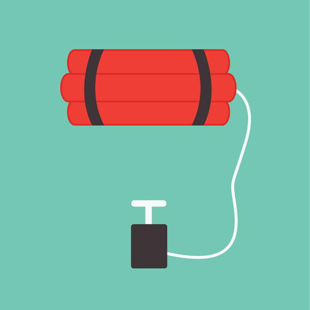 red exploding Bomb or TNT. cartoon explosive Dynamite stick. a box isolated vector flat design style - Vector, Image