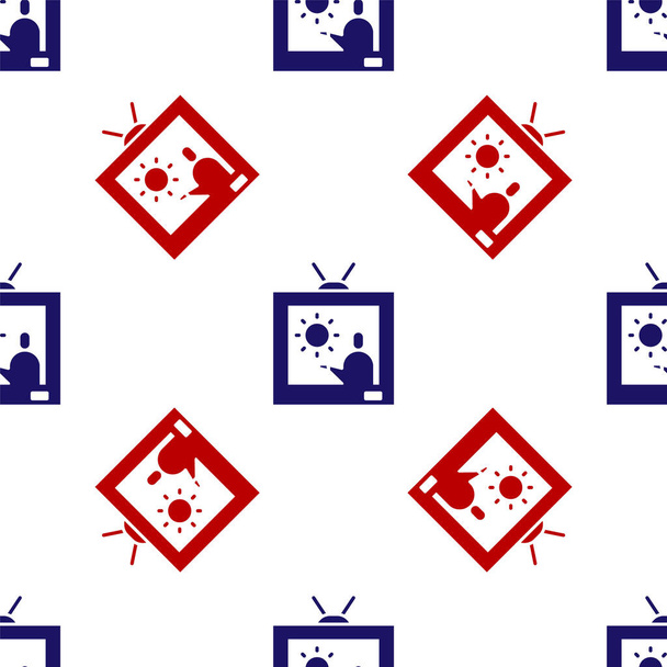 Azul y rojo icono pronóstico del tiempo aislado patrón sin costuras sobre fondo blanco. Ilustración vectorial
 - Vector, Imagen
