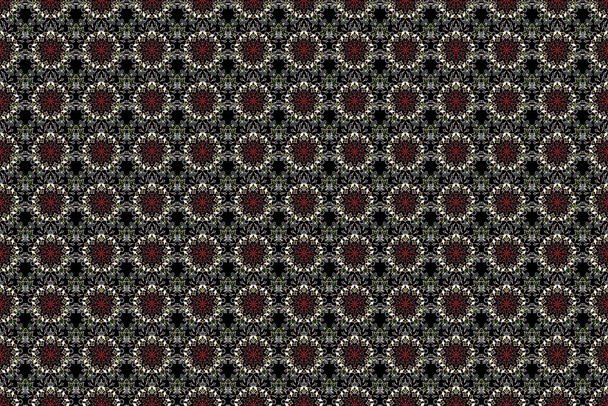 Vintage seamless pattern in yellow and gray colors. Seamless background. Elegant raster damask wallpaper. - Photo, Image