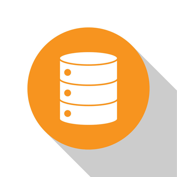 White Server, Data, Web Hosting icon isolated on white background. Orange circle button. Vector Illustration - Vector, Image