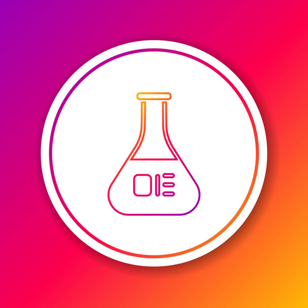 Színes vonal Teszt cső és lombik kémiai laboratóriumi vizsgálati ikon izolált színes háttér. Laboratóriumi üvegáru jel. Kör fehér gomb. Vektorillusztráció - Vektor, kép