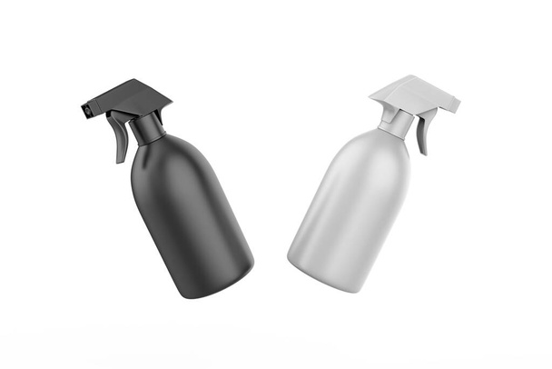 Spray Pistol Cleaner műanyag palack elszigetelt fehér háttér. Készen áll a tervezésre. Termékcsomagolás. 3d illusztráció - Fotó, kép