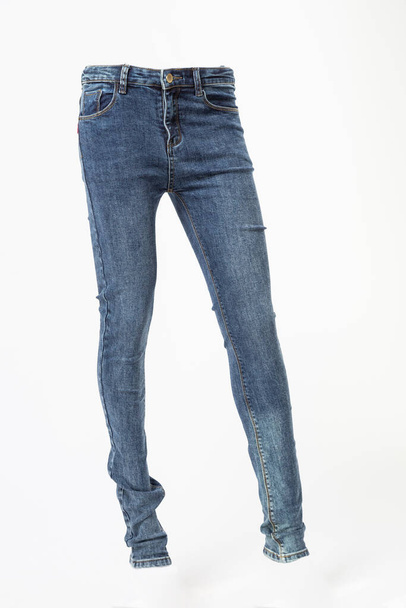 women's blue jeans isolated on white background - Foto, Imagem