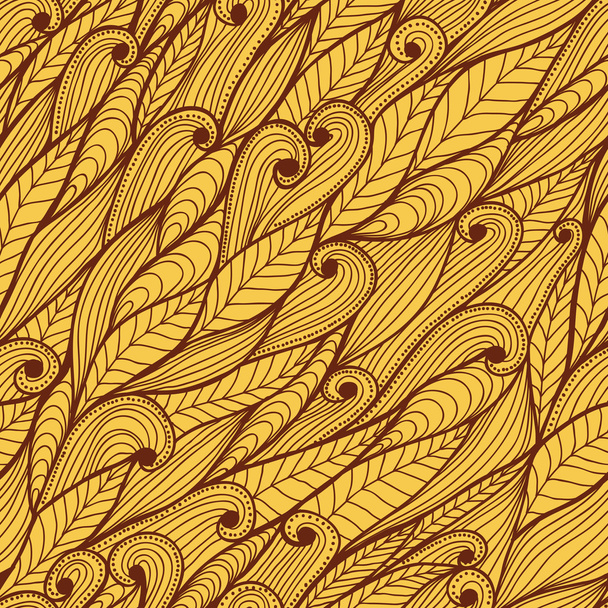 Seamless ethnic floral pattern with leaves and swirls - Вектор,изображение