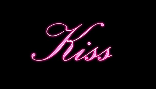 Kiss pink neon - Photo, Image
