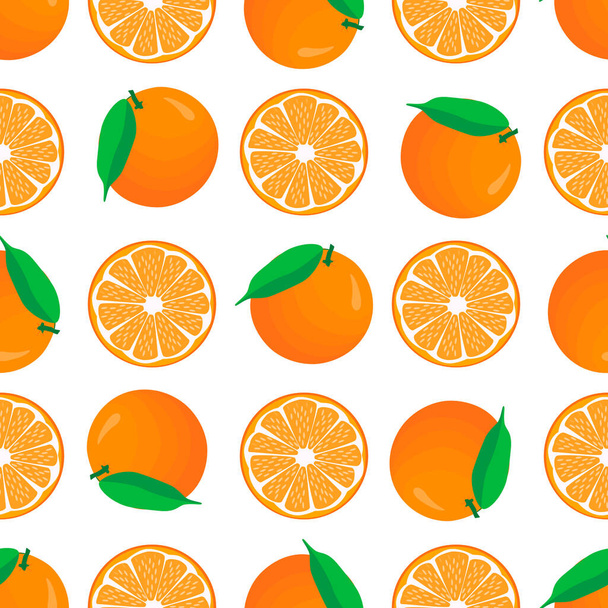 Illusztráció a téma nagy színes varrat nélküli narancs, fényes gyümölcs minta pecsét. Gyümölcs minta, amely gyönyörű zökkenőmentes ismétlődő narancs. Egyszerű színes minta gyümölcs zökkenőmentes narancs. - Vektor, kép