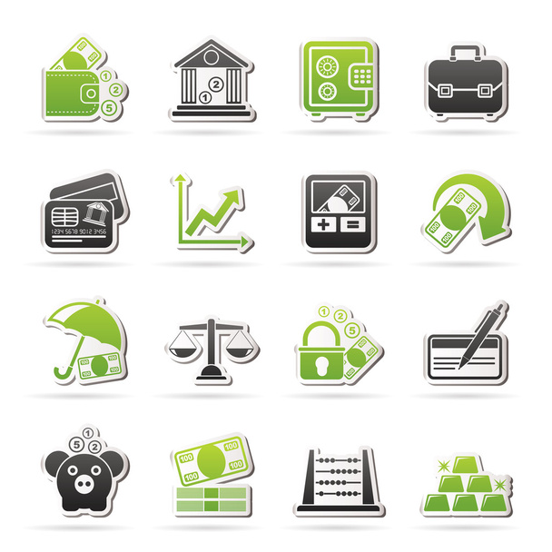 Business, finance and bank icons - Vektor, kép