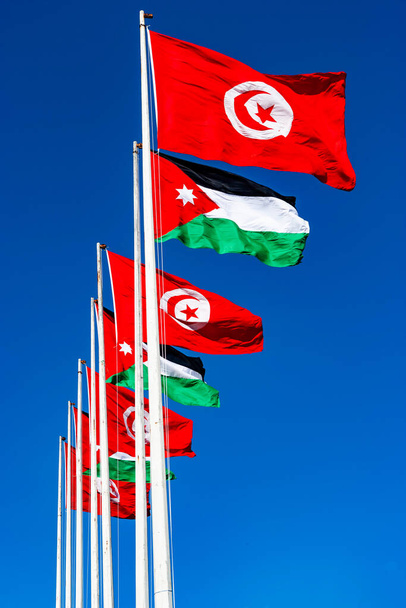 Tuniské vlajky v Tunisu, Afrika - Fotografie, Obrázek