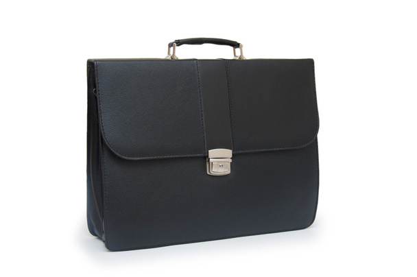 Black business briefcase (front view) on white background - Photo, Image