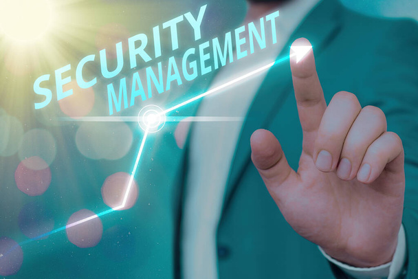 Writing note showing Security Management. Business photo showcasing is the identification of an organization s is assets. - Photo, Image