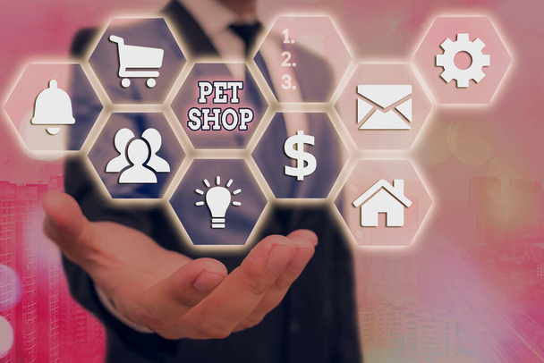 Написання тексту Pet Shop. Концепція бізнесу роздрібного бізнесу концентрується на продажу домашніх тварин
. - Фото, зображення