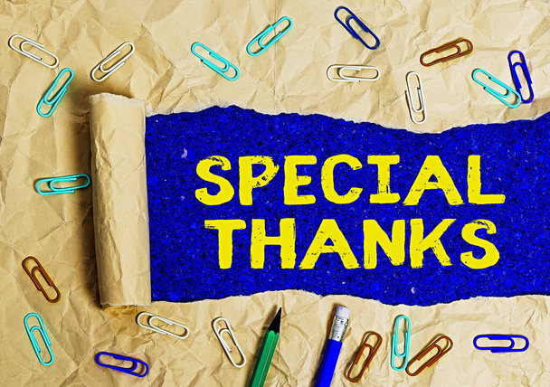 Conceptual hand writing showing Special Thanks. Business photo text appreciating something or someone in a most unique way. - Photo, Image