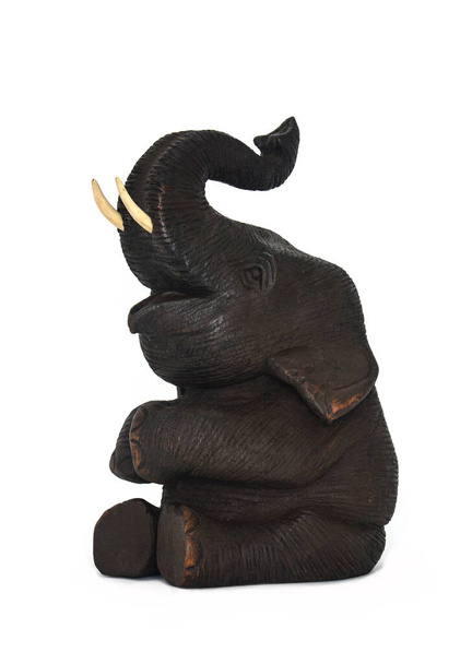 teakhout olifant geïsoleerd op witte achtergrond - Foto, afbeelding