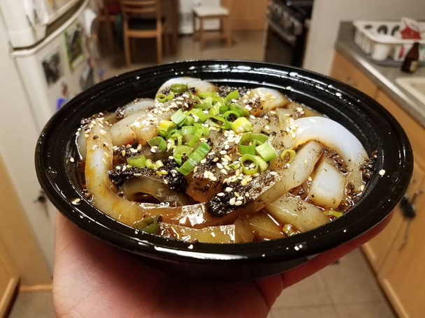 bol à main contenant des nouilles à l'amidon de haricot chinois dans la cuisine
 - Photo, image