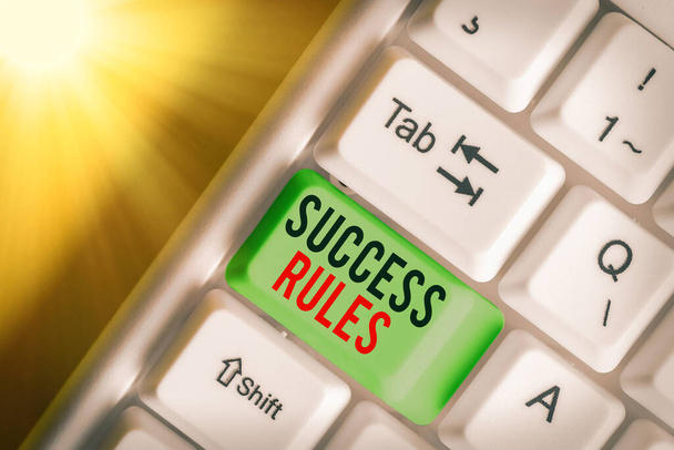 Conceptual hand writing showing Success Rules. Business photo text established ways of setting goals making it easier to achieve. - Photo, Image