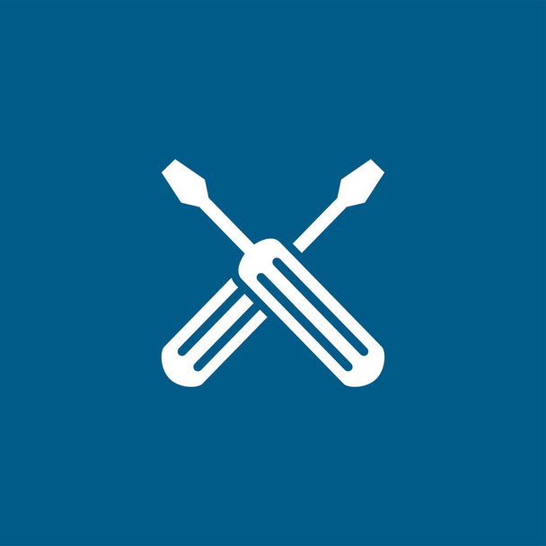 Screwdriver Crossed Blue Icon On White Background. Blue Flat Style Vector Illustration. - Vector, Image