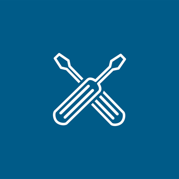 Screwdriver Crossed Line Blue Icon On White Background. Blue Flat Style Vector Illustration. - Vector, Image