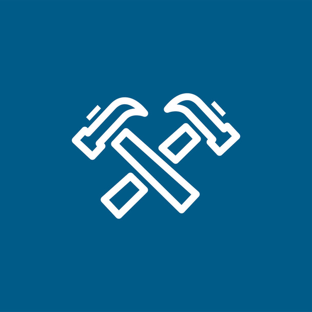 Martillo cruzado línea azul icono sobre fondo blanco. Ilustración de vectores de estilo plano azul
. - Vector, imagen