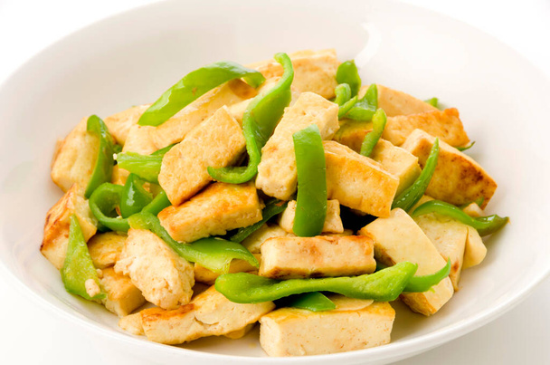 Stir fried tofu with green pepper  - Photo, Image