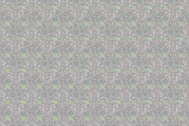 Elegante naadloze patroon met en Mandala elementen. Mooi groen en grijs met de hand getekend naadloze illustratie. - Foto, afbeelding