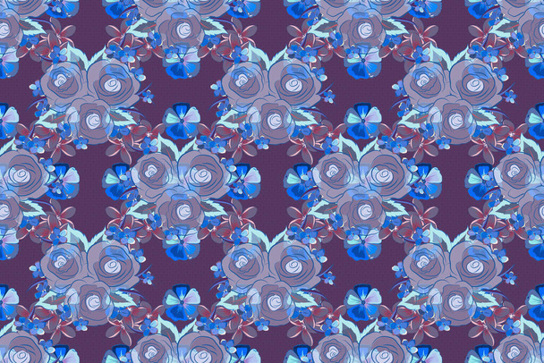 Color seamless floral raster pattern. - Photo, Image