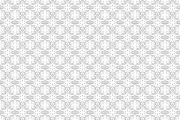 Raster seamless pattern with vintage white ornament on a black background. - Photo, Image