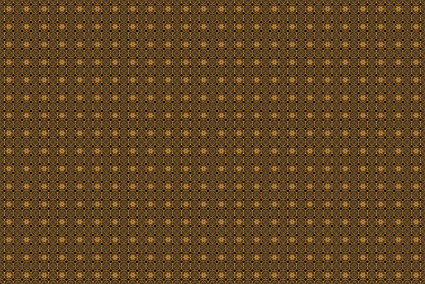 Seamless pattern with gold ornament. Golden texture on a black background. - Photo, Image