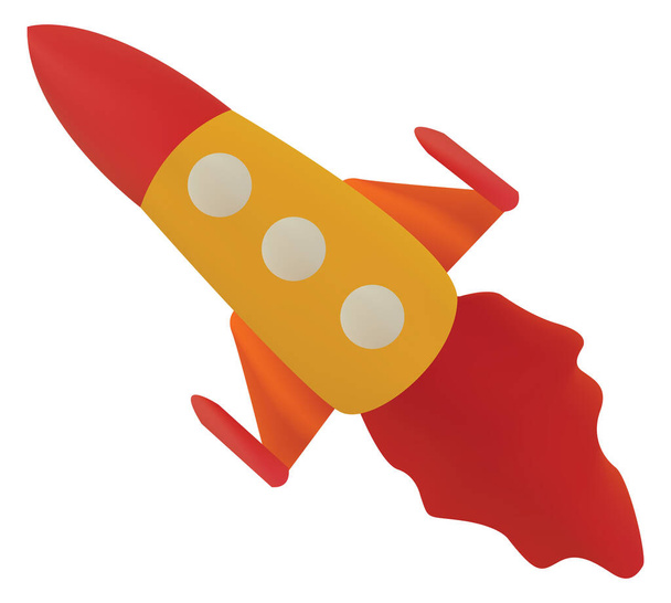 Knetmasse rot gelb Rakete auf weiß wie Knetmasse Vektor-Design - Foto, Bild