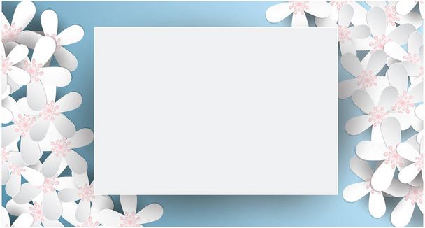 107.PaperCut вишня Цветок и бумага на синем фоне
 - Фото, изображение