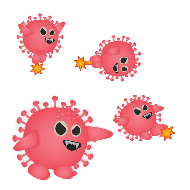 Red corona vírus pronto para a batalha Desenhos animados arte Design
 - Foto, Imagem