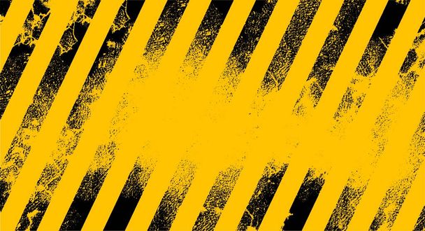 Old warning sign with black stripes on yellow background. - Vector, Image