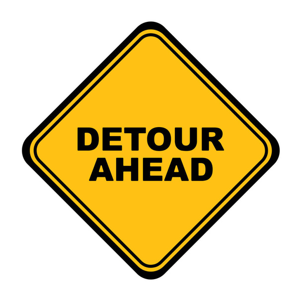 detour ahead sign on white background - Vector, Image
