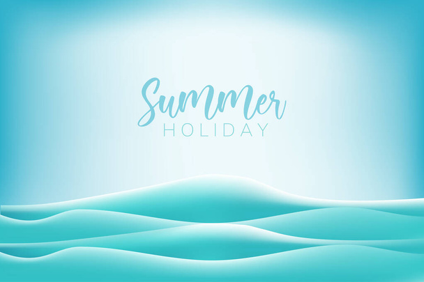 Illustration summer background on surface  ocean waves, with fresh blue sea - Vector, Image