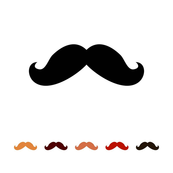 Schnurrbärte Symbolsilhouette isoliert auf weißem Hintergrund. Männer verschiedene Farben Schnurrbart Haar. Vektorillustration - Vektor, Bild