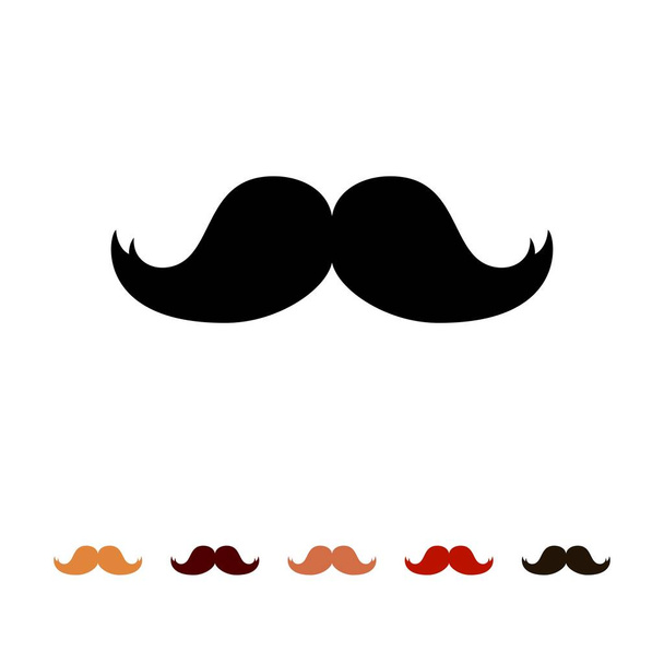 Schnurrbärte Symbolsilhouette isoliert auf weißem Hintergrund. Männer verschiedene Farben Schnurrbart Haar. Vektorillustration - Vektor, Bild
