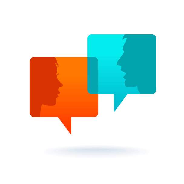 Dialog - Speech bubbles with two faces - Vector, Image