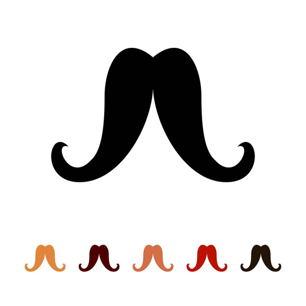 Mustaches icon silhouette isolated on white background. Mens different colors mustache hair. Vector illustration - Wektor, obraz