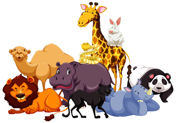 Group of wild animal illustration - Vector, Image
