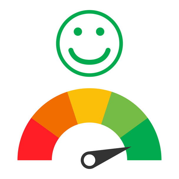 Kundensymbol Emotionen Zufriedenheitsmessgerät mit anderem Symbol auf weißem Hintergrund . - Vektor, Bild