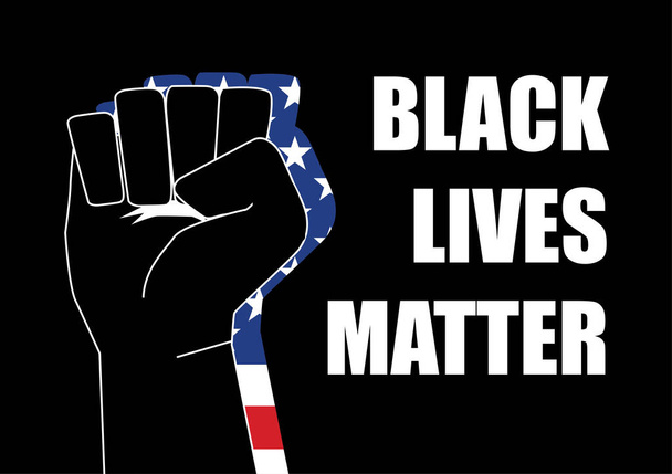 Illusztráció az öklök fekete életek Matter Social Network Hashtag - Vektor, kép