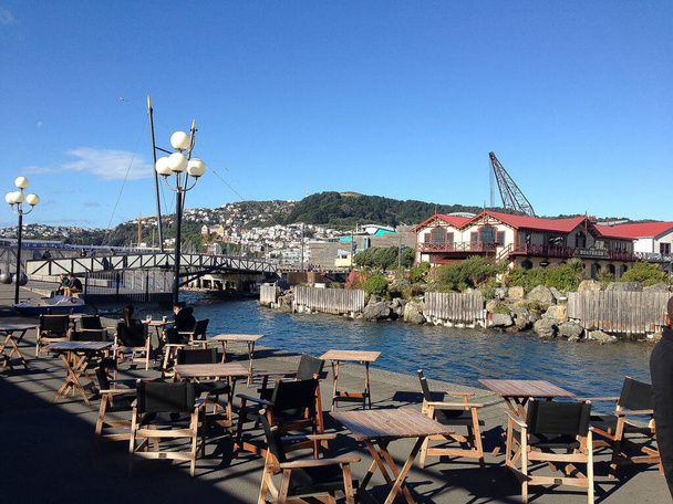 Mäntel- und Hafenlandschaft in Wellington - Foto, Bild