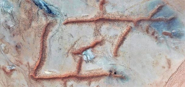 first words, abstract photography of the deserts of Africa from the air, aerial view of desert landscapes, Genre: Abstract Naturalism, from the abstract to the figurative, contemporary photo  - Photo, Image