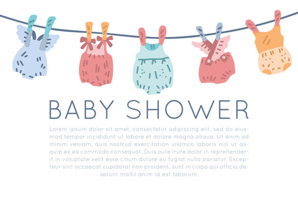Bebek duş vektörü ayarlandı. Bebekler için klasik kıyafet - simgeler. - Vektör, Görsel